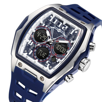 Cross-Border Popular Multi-Functional Sports Large Dial Fashionable Luminous Waterproof Alarm Clock Barrel Dual Display Men's Watch Men's Watch