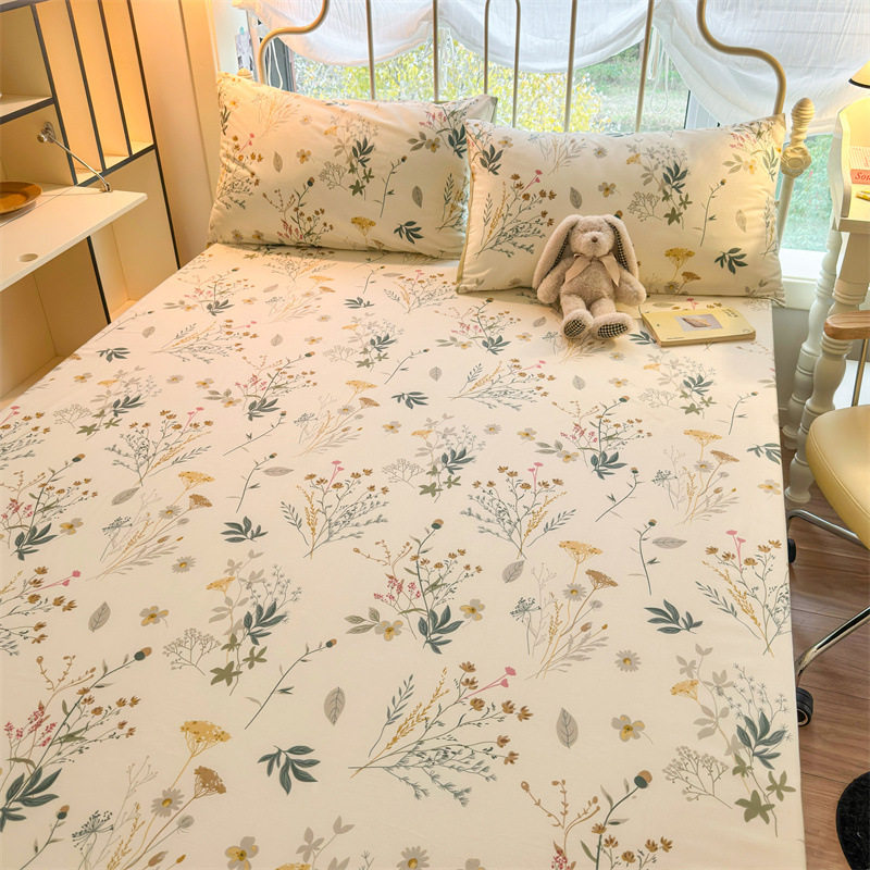Cotton Four-piece Set Cotton 2025 New Bedding Fresh Floral Quilt Cover Bed Sheet Dormitory Three-piece Set Bedclothes
