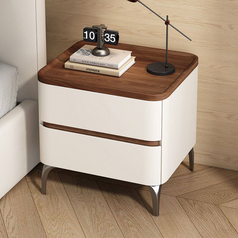 Solid Wood Bedside Table Modern Simple 2025 New High-End Accessible Luxury Bedroom Home Storage Leather Bedside Table