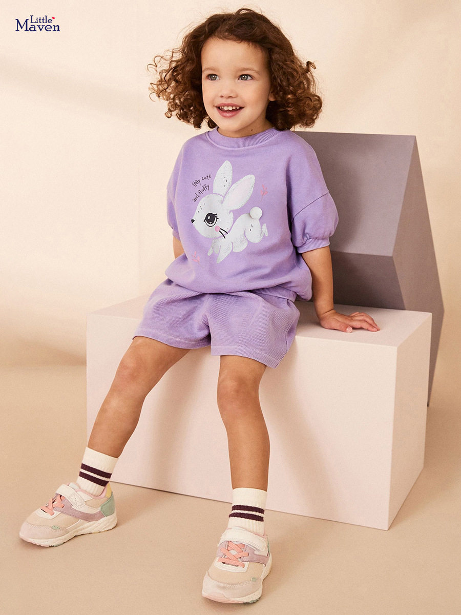 Custom-made Cute Girls' Set, Summer Kids' 2-piece Outfit, Cartoon Cotton Kids' Set