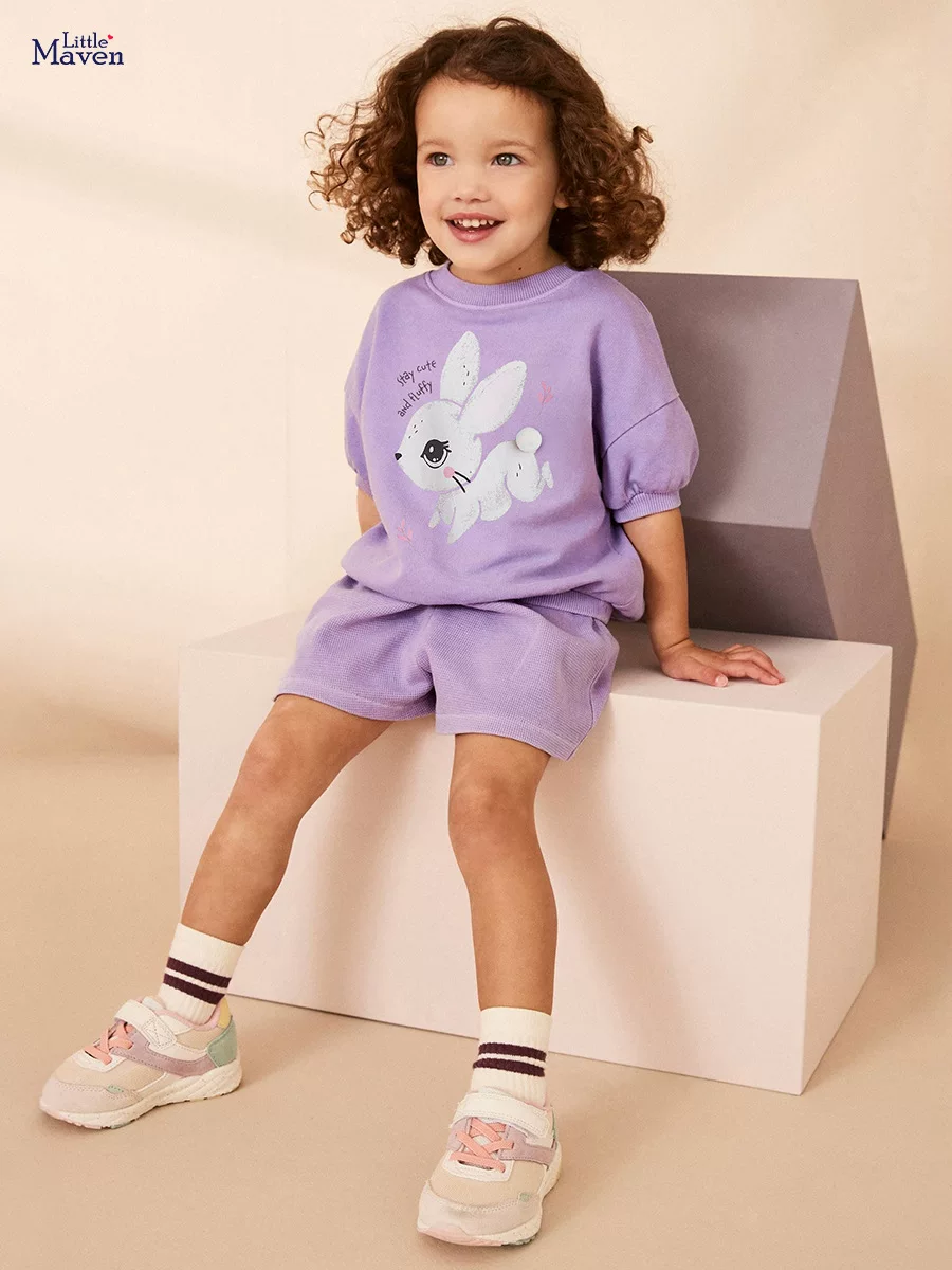 Custom-made Cute Girls' Set, Summer Kids' 2-piece Outfit, Cartoon Cotton Kids' Set