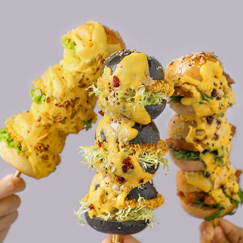 Ludaosen Mini Burger Embryo Small Bread Embryo Hamburger Embryo Skin Ready-To-Eat Commercial Family Packed Semi-Finished Breakfast