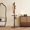 Solid Wood Thickened Coat Rack for Home Bedroom Beech Wood Clothes Rack Floor-Standing Simple Single Pole Clothes Drying Bag Rack
