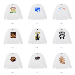 New Corteiz Alcatraz Pistol Letter Print Men's and Women's Couple Loose Casual American Round Neck Long Sleeve T-Shirt