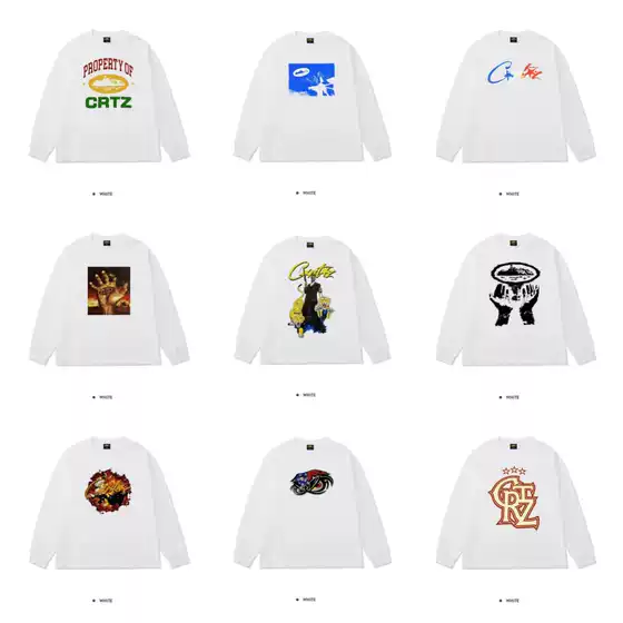 New Corteiz Alcatraz Pistol Letter Print Men's and Women's Couple Loose Casual American Round Neck Long Sleeve T-Shirt