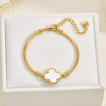 New cross-border hot selling fashion high-end sense bracelet double-sided four-leaf clover bracelet women's stainless steel jewelry manufacturers wholesale