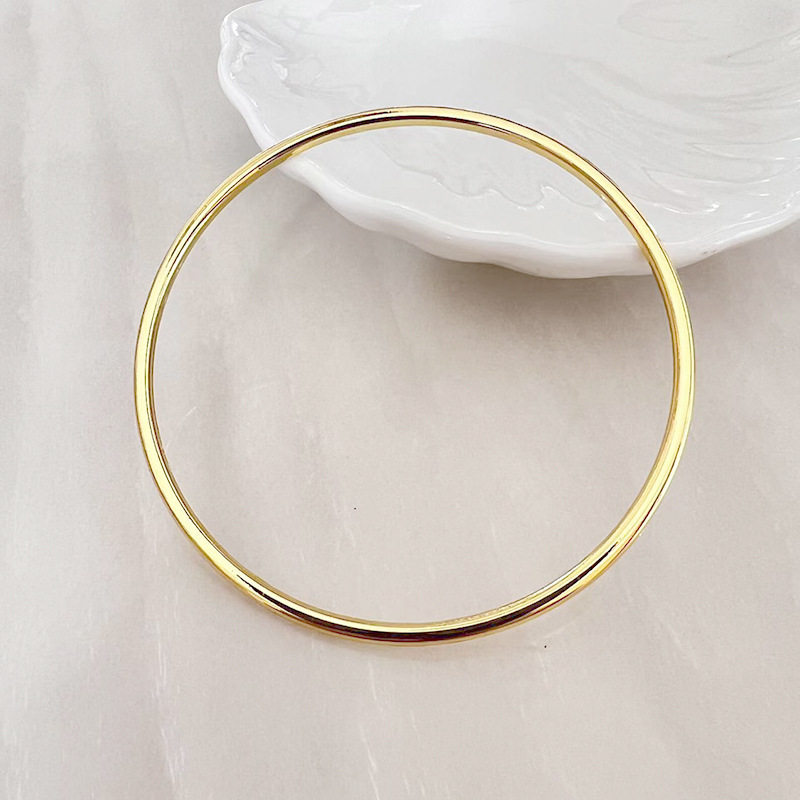 高级感素圈手镯3mm实心抛光简约手镯情人节礼品赠送百搭手环批发