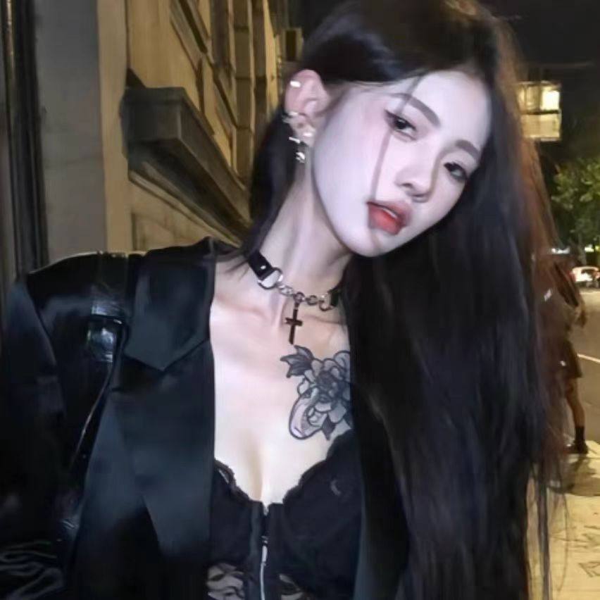 Cross chain collar men and women punk rock choker subculture hot girl y2k titanium steel niche necklace tide