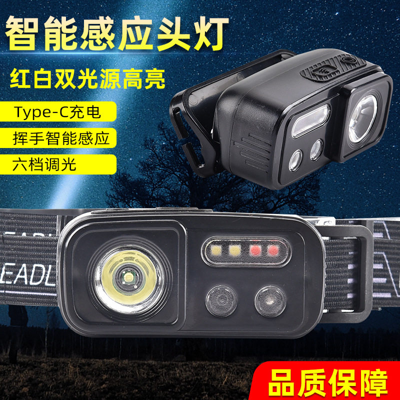 Induction Headlight Strong Light USB Charging Headlight Night Lighting Flashlight Led Outdoor Head-Mounted Night Fishing Headlight