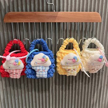 Hand-woven headphone bag wool creative ornaments fun cute portable coin purse bag pendant cartoon ice cream