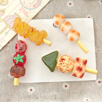 Fun Simulation Food Fun Funny Hairpin Hairpin Cute BBQ String Fish Ball Clip Personalized Finished Hair Accessories