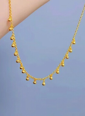 沙金小珠圆珠流苏项链 新款灵动时尚锁骨链轻奢百搭首饰品