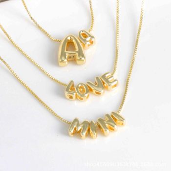 Cross-border Hot Sale Mini 26 English Letter DIY Bracelet Necklace Jewelry Glaze Bubble Letter Women's Clavicle Chain
