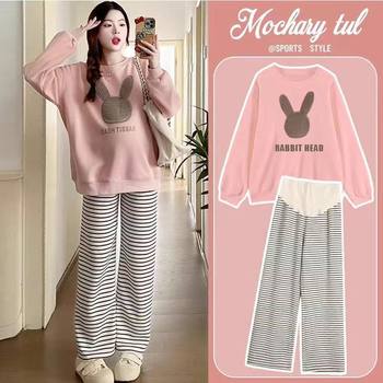 Maternity Wear Fleece-Lined and Thickeneded Autumn and Winter New Bottoming Shirt Loose Casual Large Size Sweatshirt Fashionable Spring & Fall Outer Top