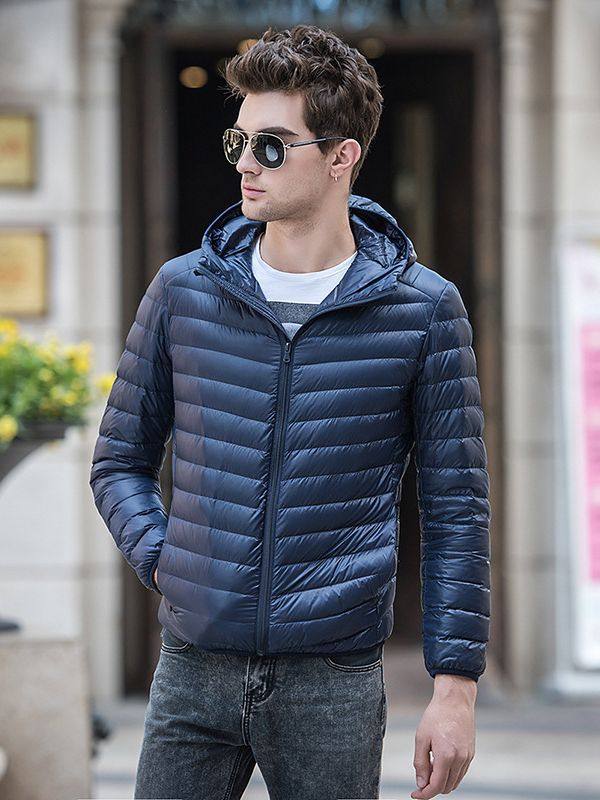 Cross-border supply new lightweight down jacket men's young and middle-aged short plus size hooded slim down jacket winter