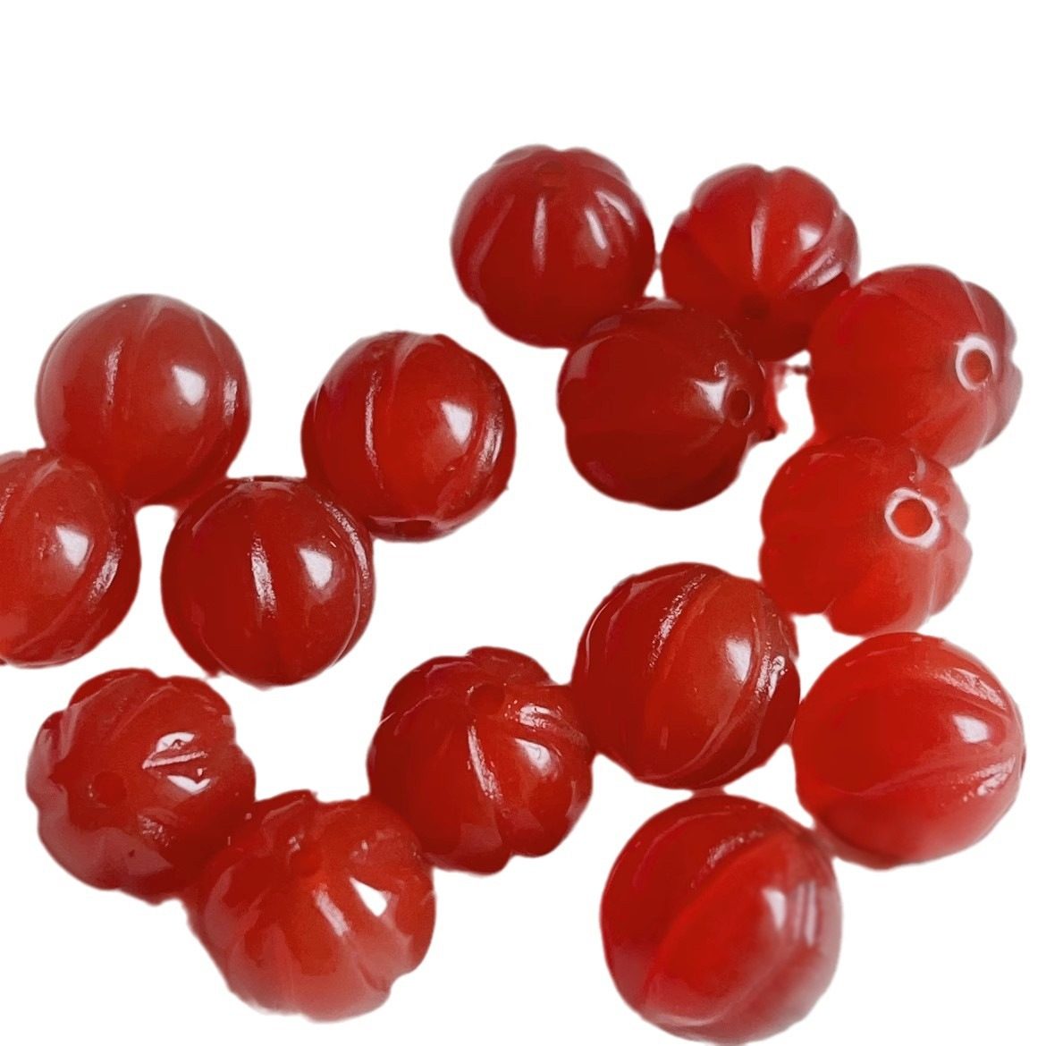 Red agate pumpkin beads chalcedony loose beads handmade DIY bracelet necklace accessories beaded material melon edge beads wholesale