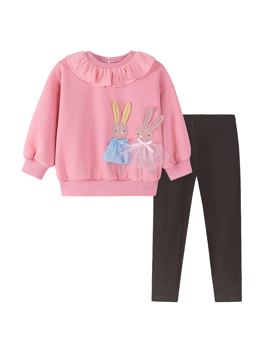Fall & Winter Fleece-lined Girls' Set, [Style] Kids' Outfit, Cute Kids' 2-piece Set