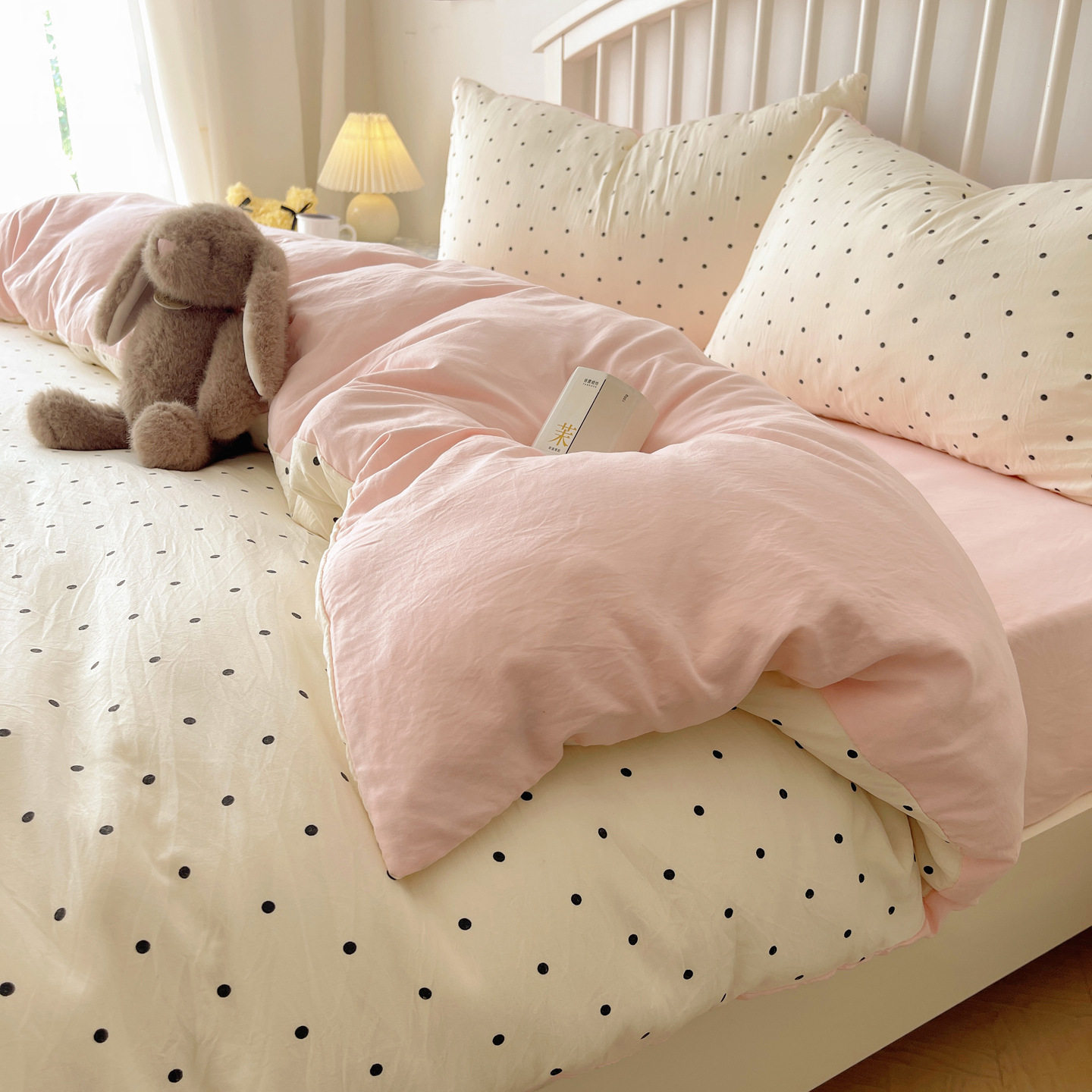 Category a Maternal and Infant Grade Pure Washed Cotton Four-Piece Set Ins Small Fresh Bed Bed Sheets Quilt Cover Student Dormitory Three-Piece Fitted Bed Sheets Set