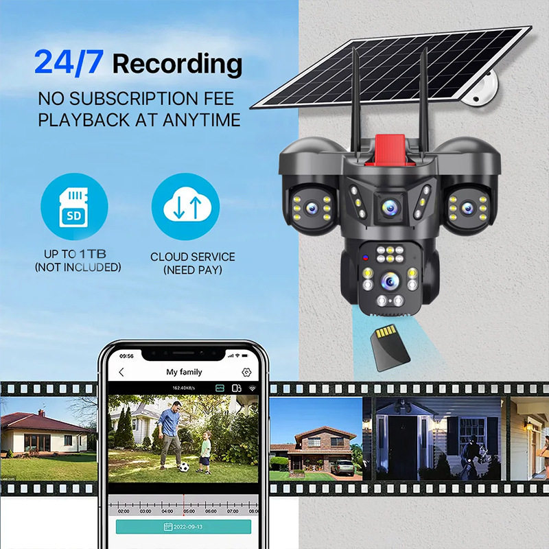 Solar Surveillance Camera Company Outdoor Panoramic Wireless Outdoor Multi-Eye Surveillance Aov Camera