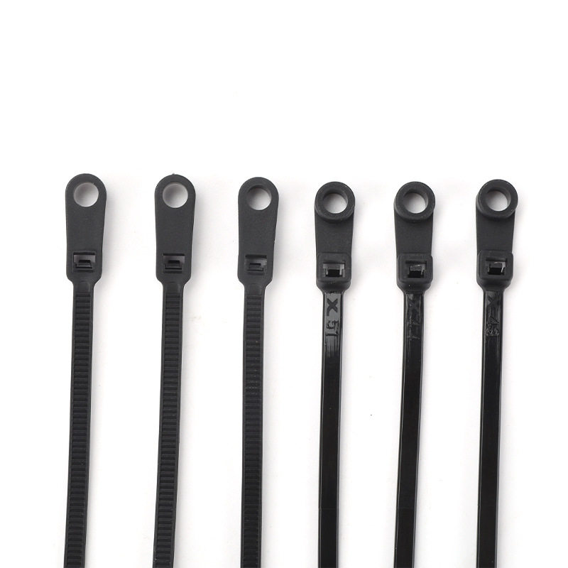 Fixed Head 3.6X100 Black Nylon Cable Tie Screw Hole Round Hole Plastic Buckle Cable Bundle Fixed with One Pull