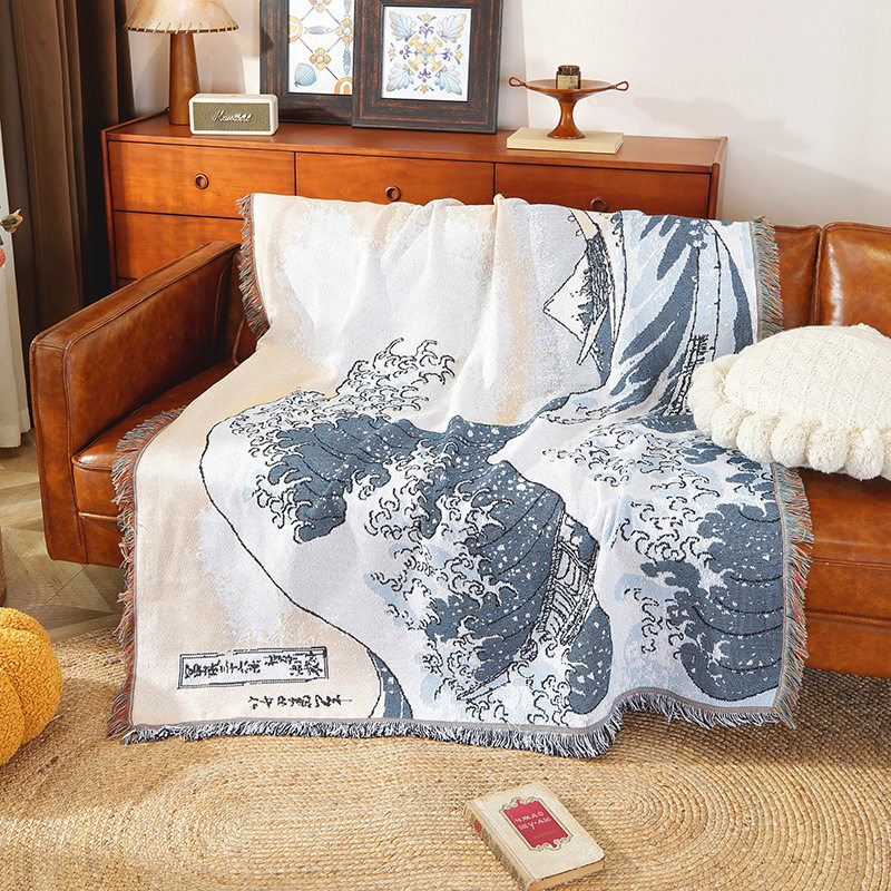 Customized Japanese Cotton Thread Blanket, Anti-Cat Scratch Sofa Blanket, High-End Gift Blanket, Jacquard Tapestry, Thickeneded Casual Blanket