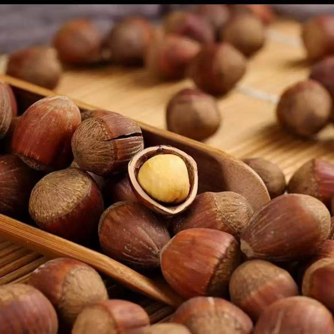 Hazelnuts, a Specialty of Northeast China, Fresh Wild Roasted Hazelnuts with Open Shells, Original Flavor, No Additives, Nut Snacks, Roasted Dried Fruits