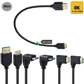Mini HDMI Mini 8K laptop phablet camera connected to TV projector 4.0mm cable