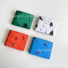 Foreign Trade Cartoon Animal and Plant Travel Wallet Card Holder Printed Short Folding Thin Business Wallet Factory Batch
