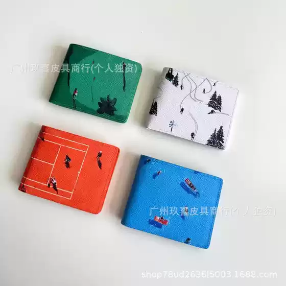 Foreign Trade Cartoon Animal and Plant Travel Wallet Card Holder Printed Short Folding Thin Business Wallet Factory Batch