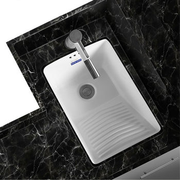 Balcony Ceramic Undermount Basin with Washboard, Undermount Laundry Basin with Washboard, Built-In Washbasin, Basin Sink