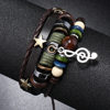 Cross-border New Jewelry Simple Multi-layer Beaded Leather Bracelet Personalized Note Pendant Bracelet Music Festival Accessories