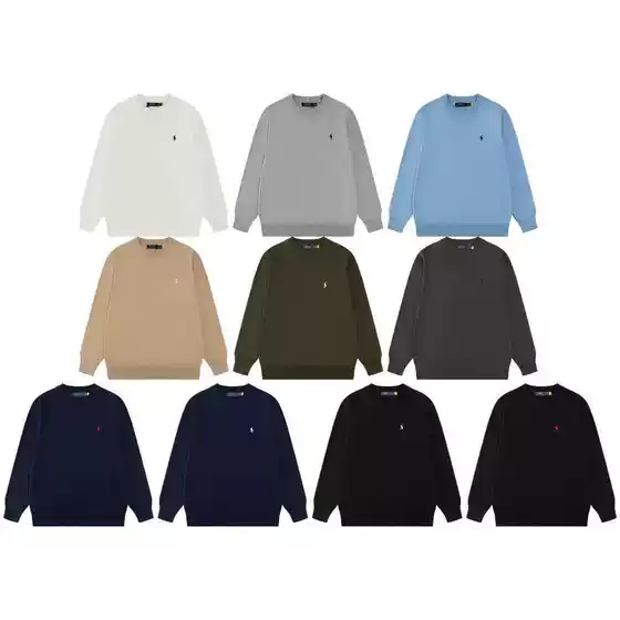 Scannable Qr Code Rl Ralph Lauren Knitted Pony Embroidery Casual Versatile Crew Neck Pullover Unisex Long-Sleeve Sweater