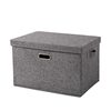 Cotton and Linen Storage Box with Lid, Large Fabric Storage Box with Lid, Extra-Large Capacity Storage Box with Top and Bottom Lids, Foldable Toy Storage Box