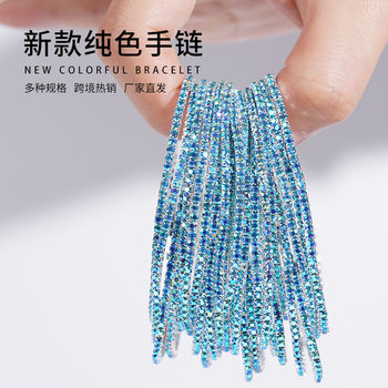 Cross-border Diamond Stretch Bracelet Single Row Colorful Water Diamond Bracelet Women's Bracelet Women's Grab Chain Full Diamond Bracelet Personalized Creative