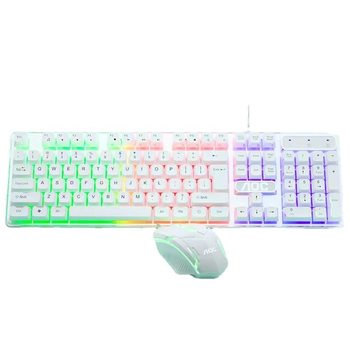 AOC KM100 Wired USB Suspended Luminous Keyboard and Mouse Set Computer Tea Axis Feel Office Gaming Keyboard