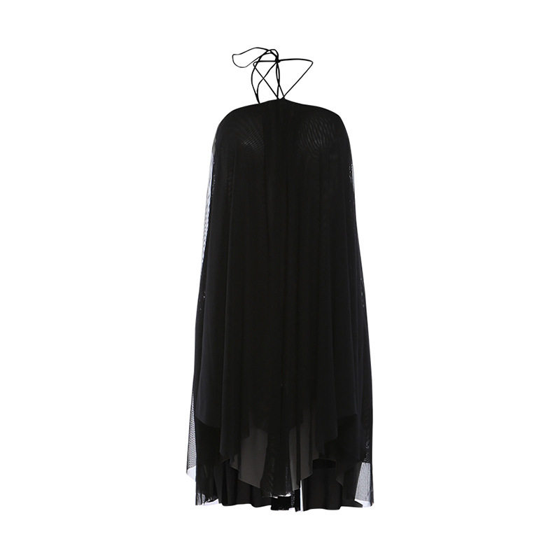 Chic Backless Halter Dress Loose Fit Solid Color Sexy Design Perfect for Autumn and Winter Wholesale Available