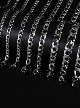 镜面抛光钛钢古巴项链