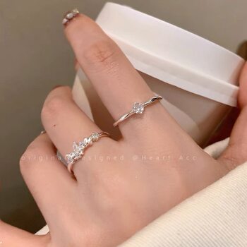 Butterfly Zircon Open Ring Women's 2024 New Explosive Cold Style Finger Ring Light Luxury Niche Design Sense Ring
