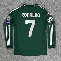 1213 Real Madrid Jersey Two-passenger Green Retro Football Uniform No. 4 Ramos C Roca Long Sleeve Uniform Football Uniform
