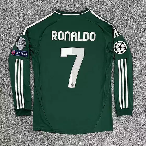 1213 Real Madrid Jersey Two-passenger Green Retro Football Uniform No. 4 Ramos C Roca Long Sleeve Uniform Football Uniform