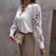 2022 Amazon Europe and the United States cross-border spring and summer new best selling ladies solid color lace stitching shirt shirt Women