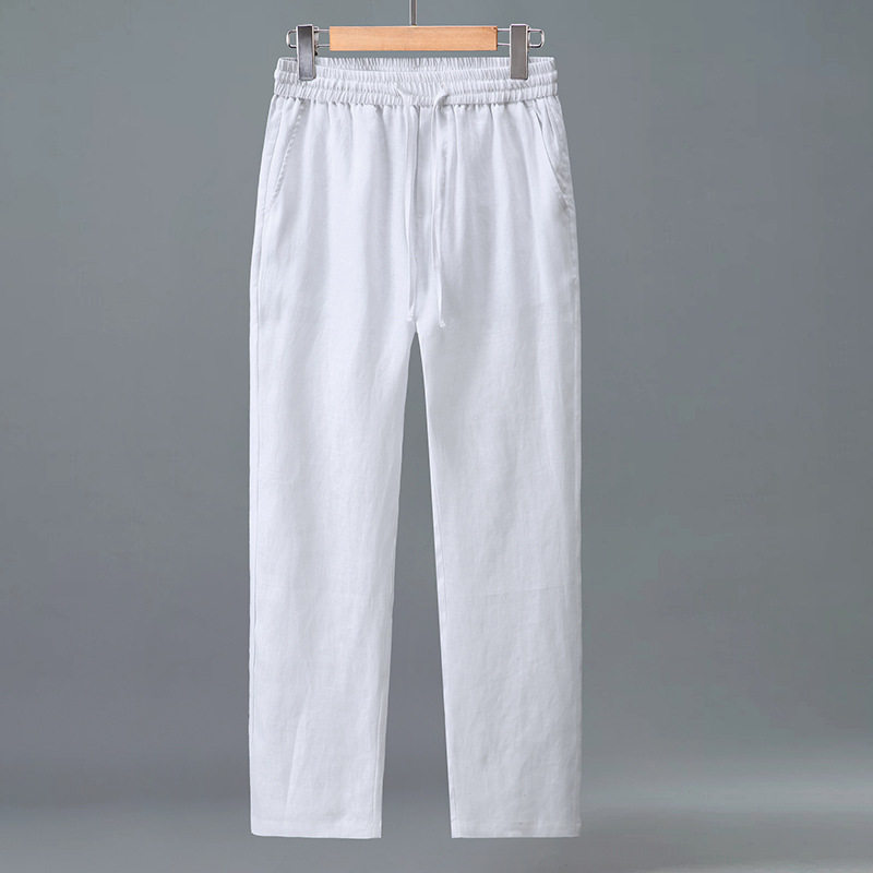 套装亚麻长袖衬衫男中国风休闲纯麻口袋宽松开衫长裤麻料外穿