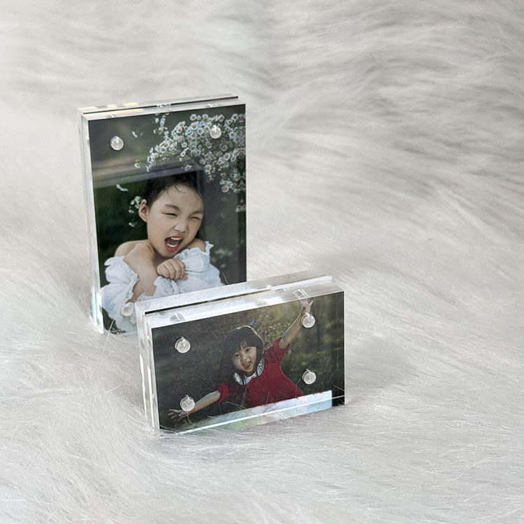 Acrylic strong magnetic photo frame transparent table card high crystal double-sided display frame for couples photo creative ornaments