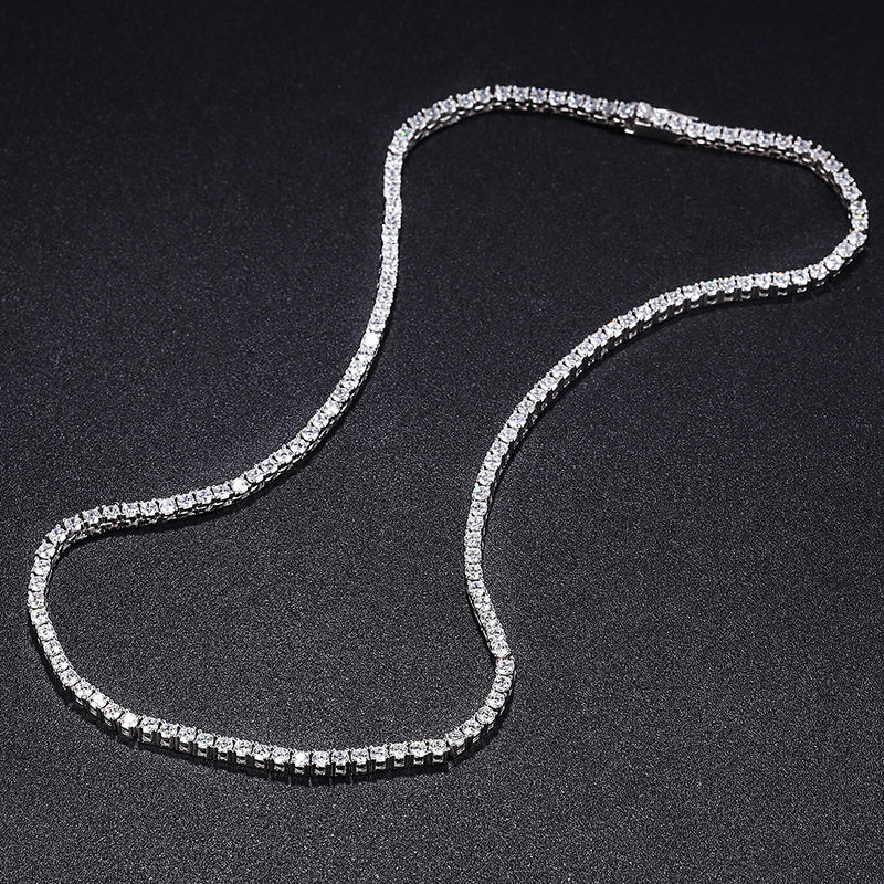 2.5mm 6-Point Moissanite Necklace for Women, 925 Silver, Full of Diamonds, Light Luxury, Versatile, Niche Style, Elegant Autumn and Winter Clavicle Chain