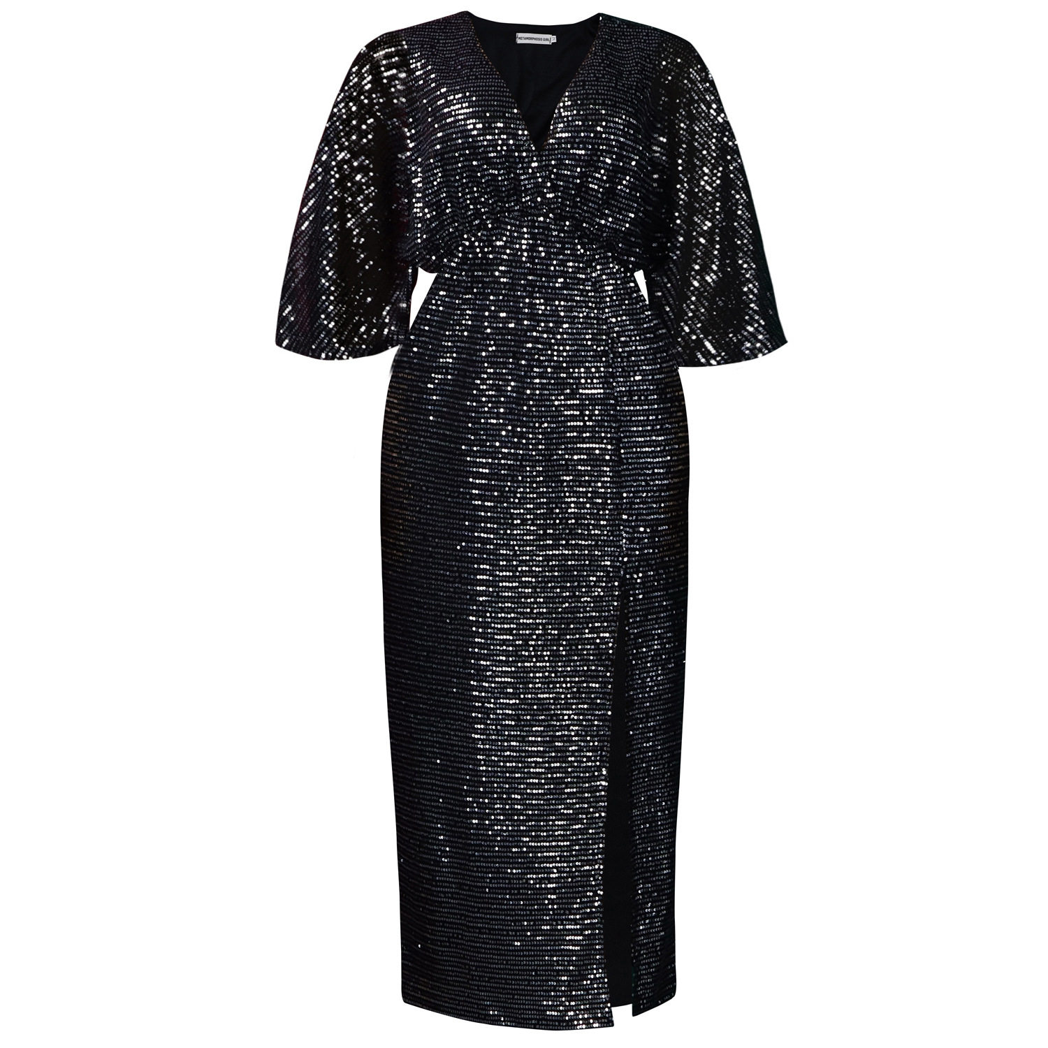 Plus Size Womens Long Dress Loose Fit V Neck Fashionable Sequins Side Slit Autumn Collection Wholesale Available