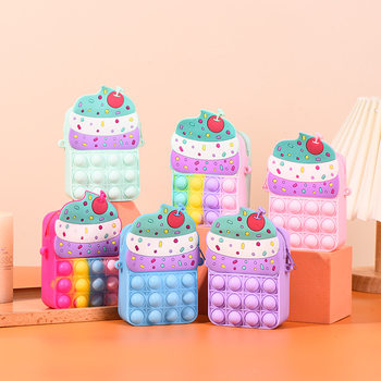 Rodent Exterminator Bag Egg Cone Ice Cream Silicone Coin Purse Crossbody Educational Toy Shoulder Mobile Phone Bag Press