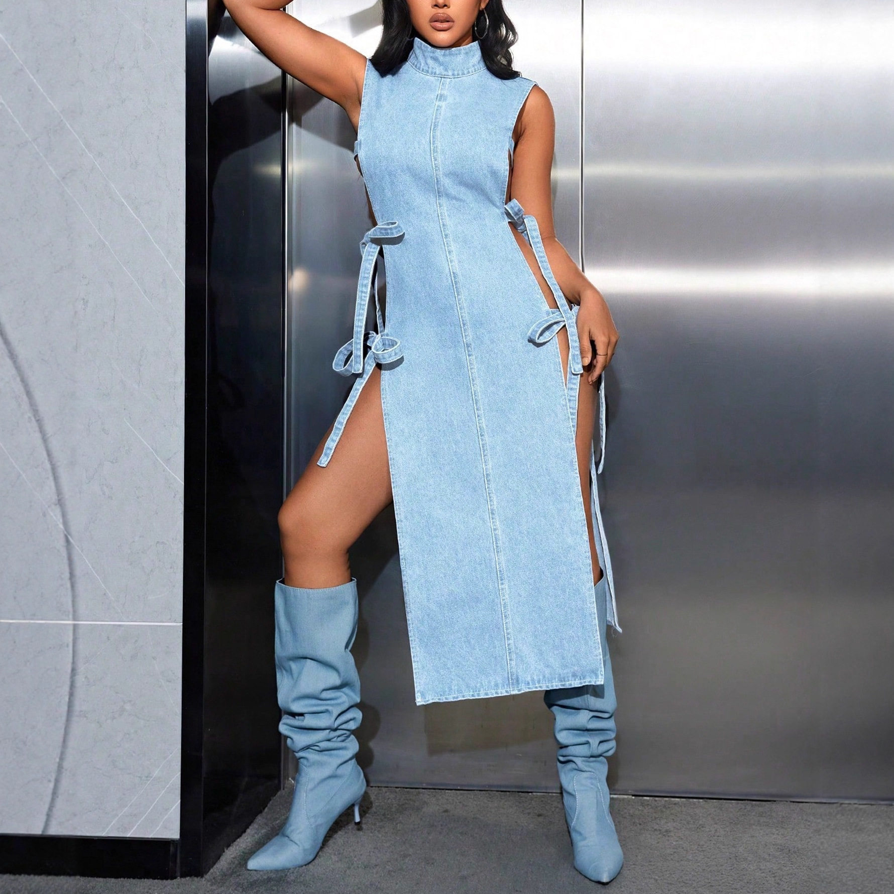 Trendy Womens Denim Dress Sexy Style Unique Design Casual Wear Wholesale Available OEM ODM service