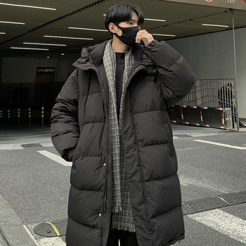 Customized Mid-Length down Jacket for Men and Women in Winter Thickeneded Over-The-Knee Hooded Youth Trendy White Duck down Northeastern Jacket with Printed Logo