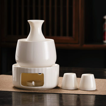 Ceramic Wine Warmer Household Wine Set Yellow Wine Three-Piece Set Hot Wine Pot Can Heat Wine Pot Wine Glass Wine Divider No