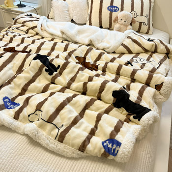 Ins Milk Plush Blanket Nap Office Air Conditioning Blanket Cover Blanket Shawl Cashmere Sofa Blanket Bed for Winter